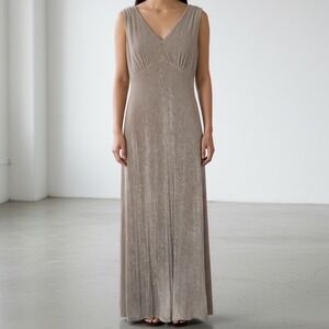 En Francais by Huey Waltzer‎ Vintage Sparkle Jersey Knit Maxi Dress Gown size 8
